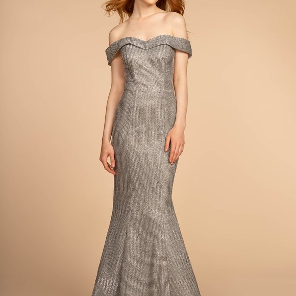 GLS Collective Dresses & Skirts - NEW SILVER GRAY Off Shoulder Mermaid Shape Prom Dress GSGL2562